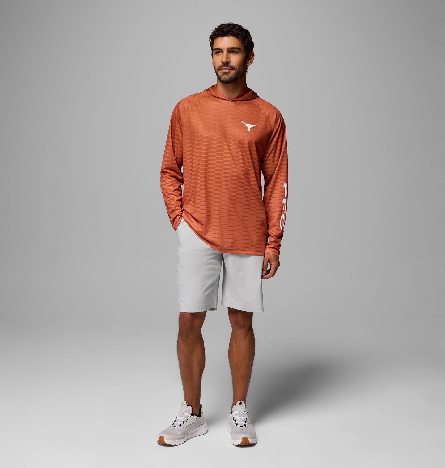 Мужское худи Columbia Collegiate PFG Super Terminal Tackle - Texas, цвет: Кедровый — фото 2