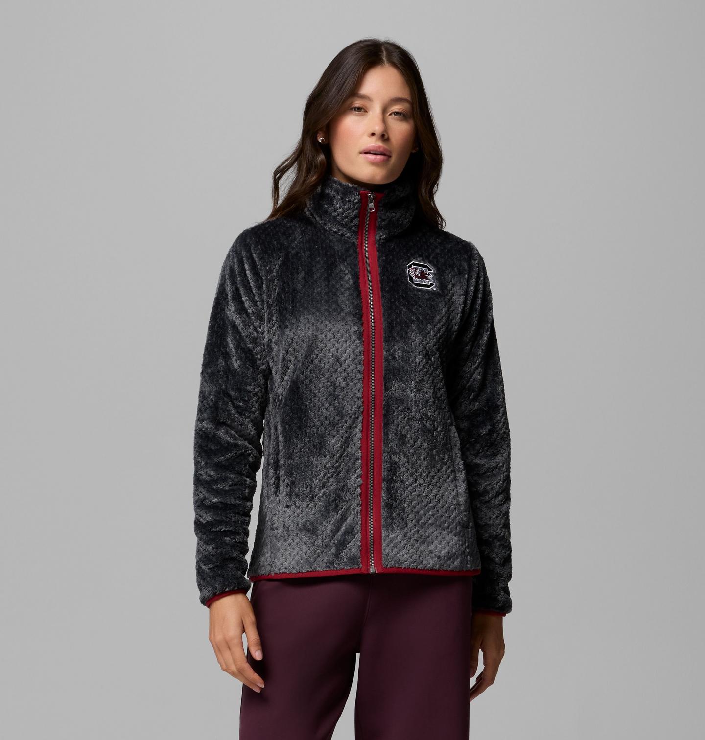Женская флисовая куртка Columbia Collegiate Fire Side II из шерпы, South Carolina, цвет: Sc - Shark — фото 1