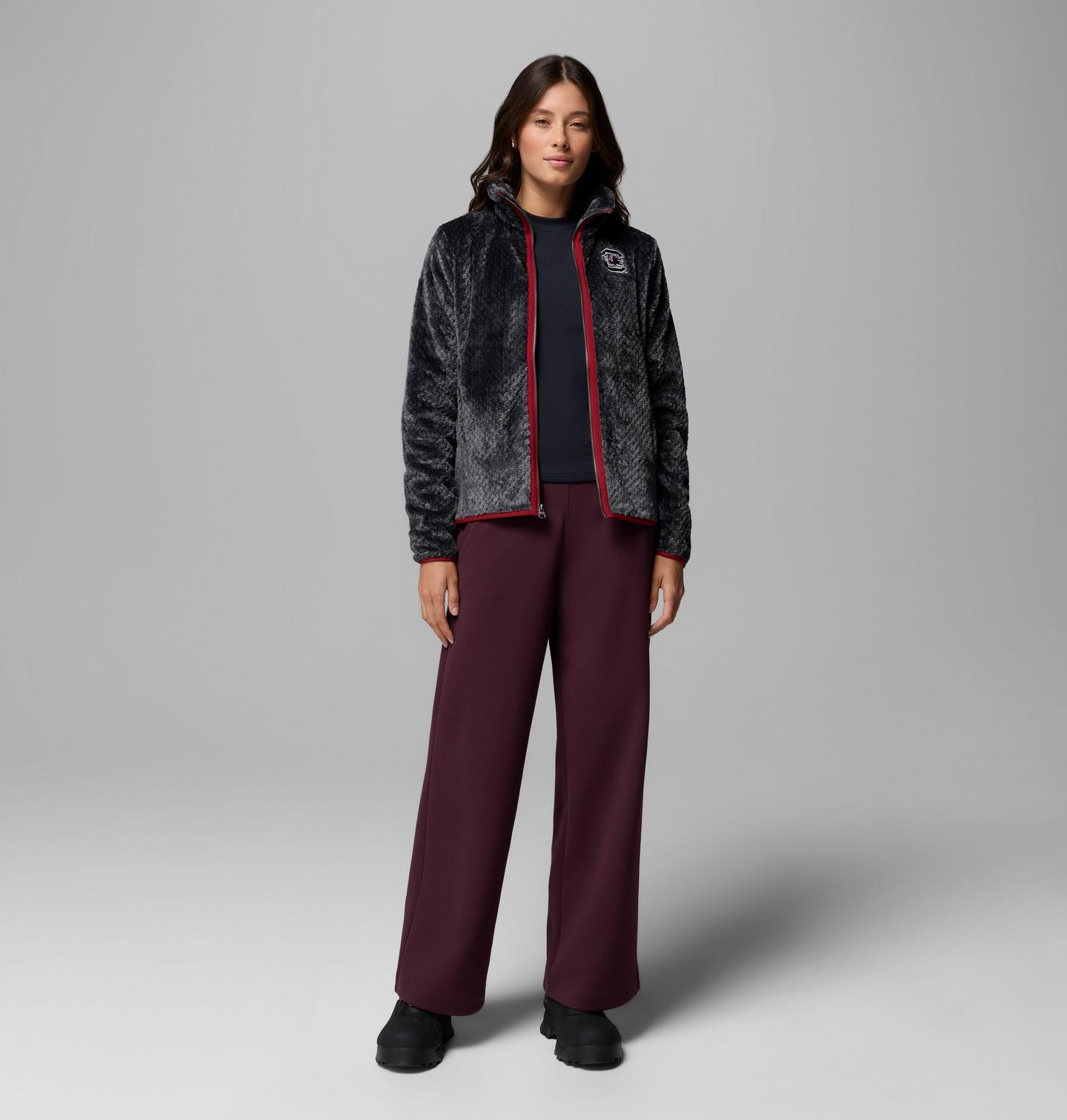 Женская флисовая куртка Columbia Collegiate Fire Side II из шерпы, South Carolina, цвет: Sc - Shark — фото 2