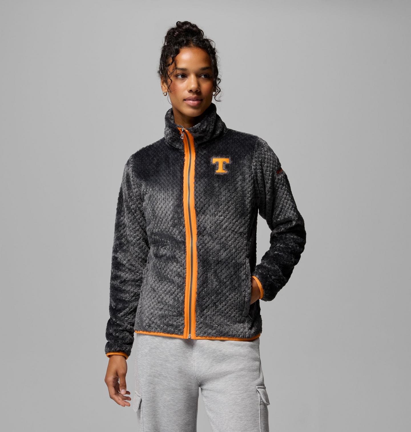 Женская флисовая куртка Columbia Collegiate Fire Side II из шерпы, Tennessee, цвет: Ut - Shark — фото 1