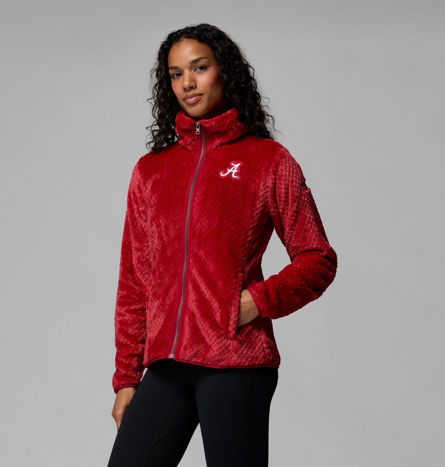 Женские куртки Columbia Collegiate Fire Side II Sherpa Full Zip Fleece - Alabama, цвет: Красный бархатный — фото 1