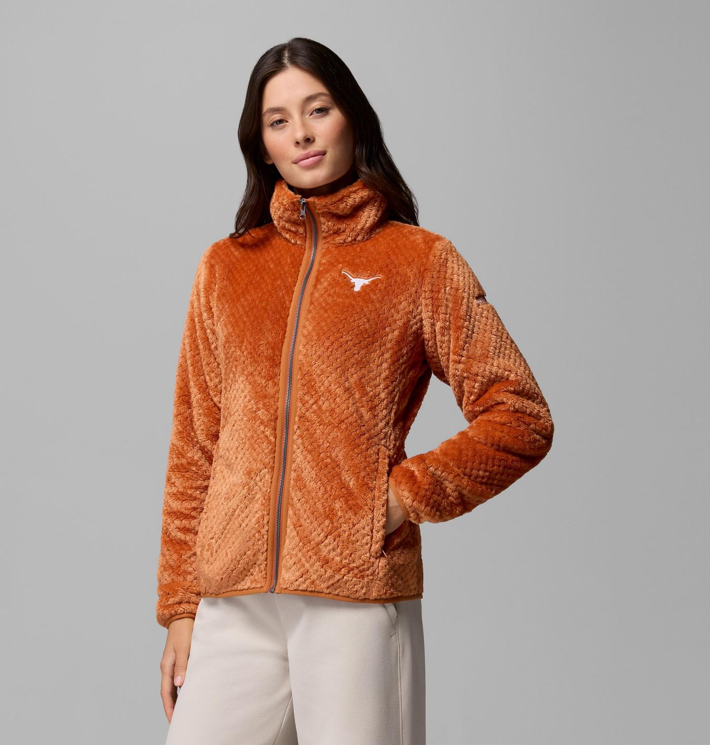 Женская флисовая куртка Columbia Collegiate Fire Side II из шерпы, Texas, цвет: Кедровый — фото 1