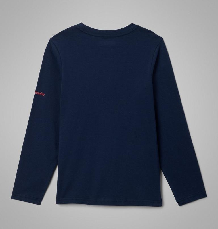 Boys' Dobson Pass Long Sleeve Graphic T-Shirt, Color: Collegiate Navy, Hike On, image 2