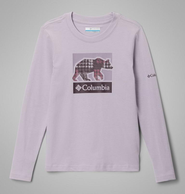 Girls' Hazeldel Hill Long Sleeve Graphic T-Shirt, Color: Lavender Pearl, Barely Printed, image 1