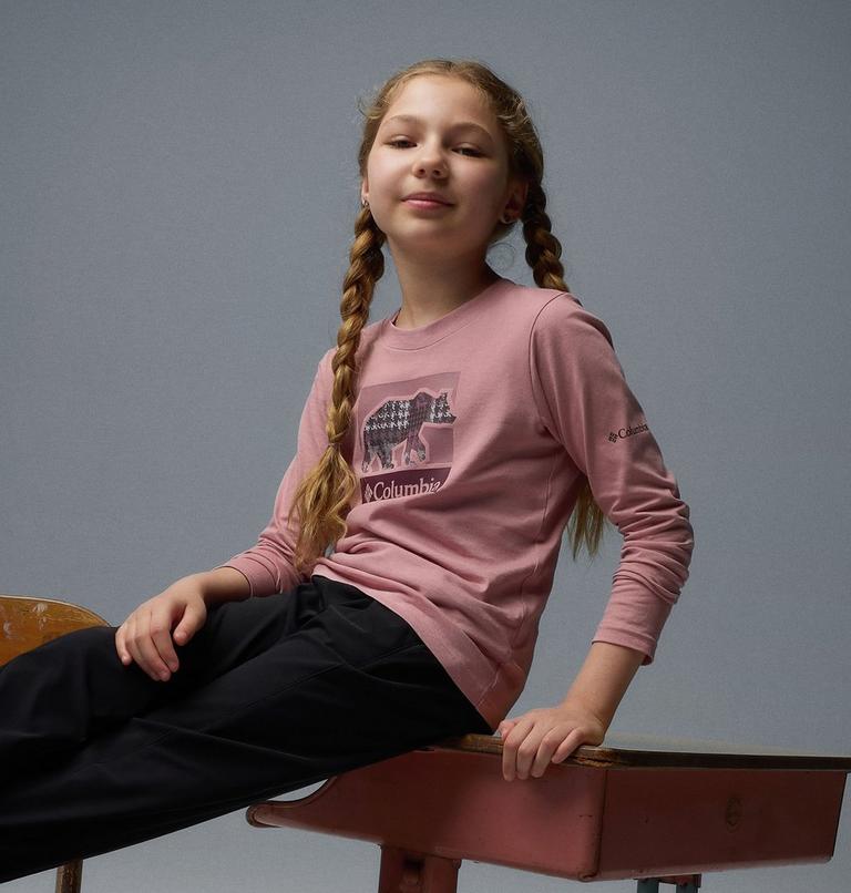 Girls' Hazeldel Hill Long Sleeve Graphic T-Shirt, Color: Eraser Pink, Barely Printed, image 3