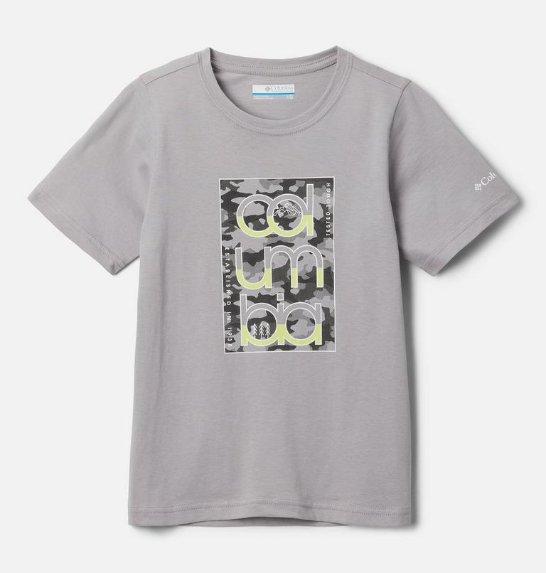Boy's Basin Ridge Organic Cotton Graphic T-Shirt, Color: Columbia Grey, Outlined Lockup Camo, image 1