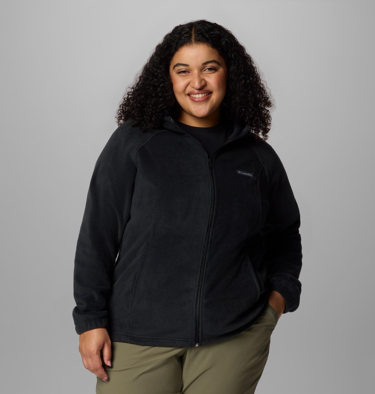 Женское худи Columbia Benton Springs Full Zip Fleece - Plus Size, цвет: Чёрный — фото 1