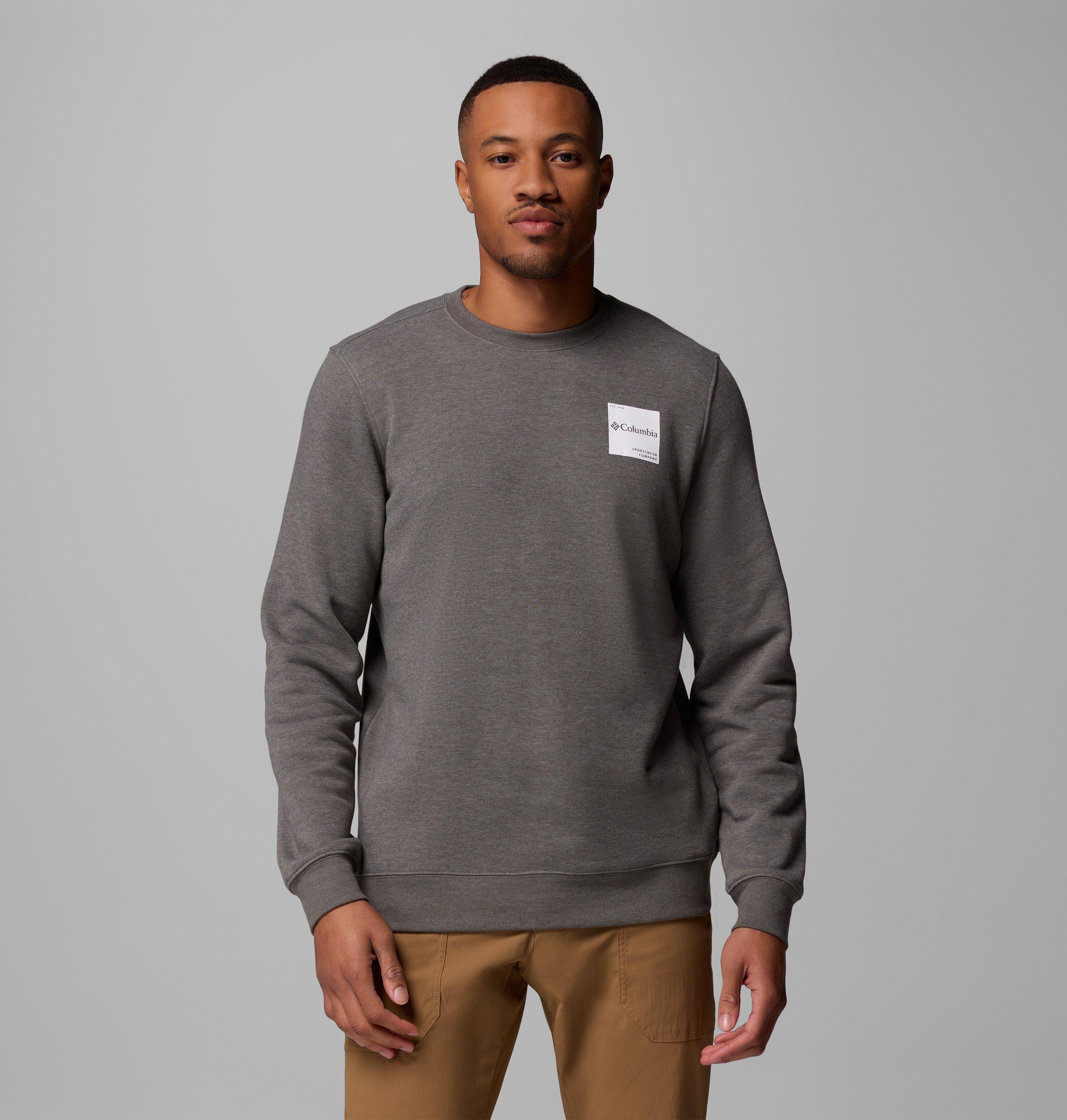 Columbia Sportswear Men's Grey Columbia - ’S Trek™ Crew Sweatshirt - Charcoal Heather, Boxy Brand Large