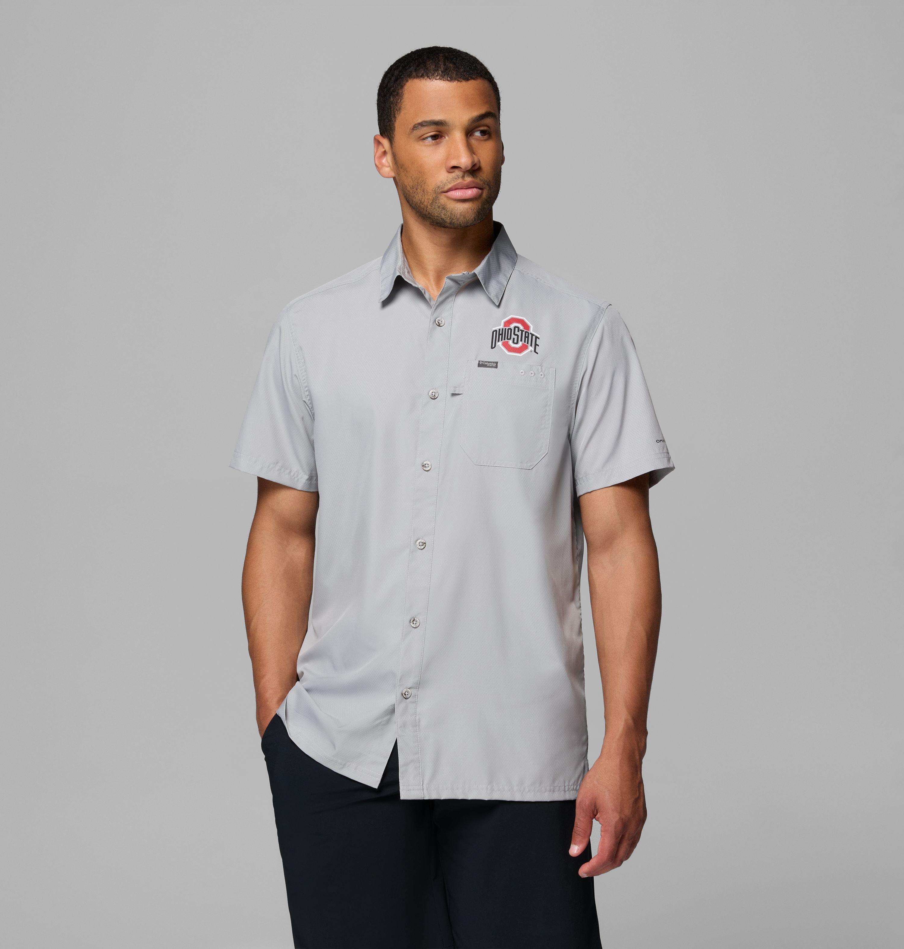 Columbia Men's Collegiate PFG Slack Tide  Camp Shirt - Ohio State-