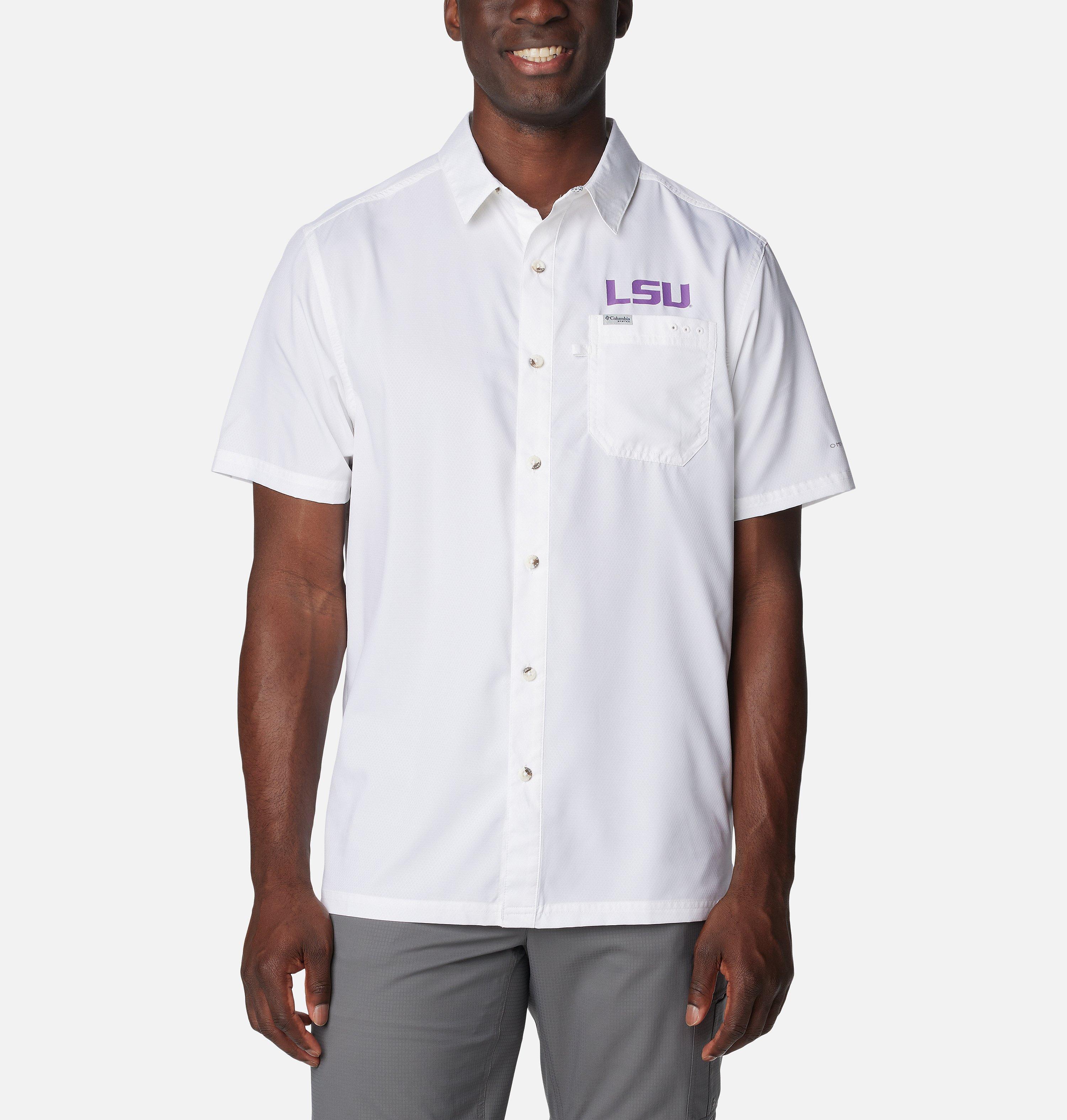 Columbia Men's Collegiate PFG Slack Tide  Camp Shirt - LSU-
