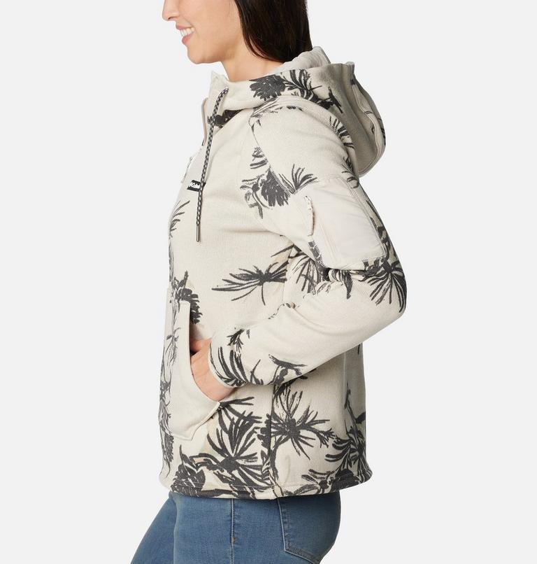 Women's Sweater Weather Hooded Pullover, Color: Dark Stone Pinecones, image 3