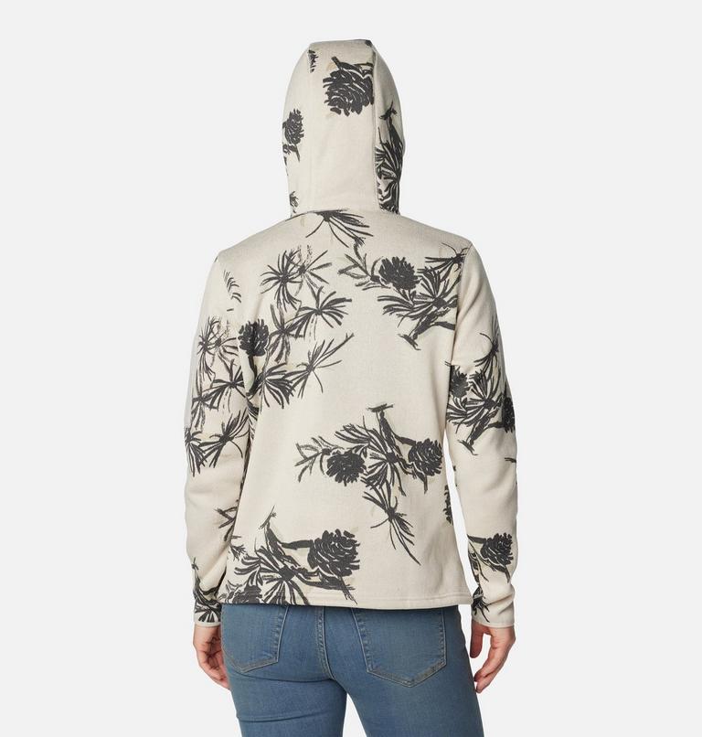 Women's Sweater Weather Hooded Pullover, Color: Dark Stone Pinecones, image 2