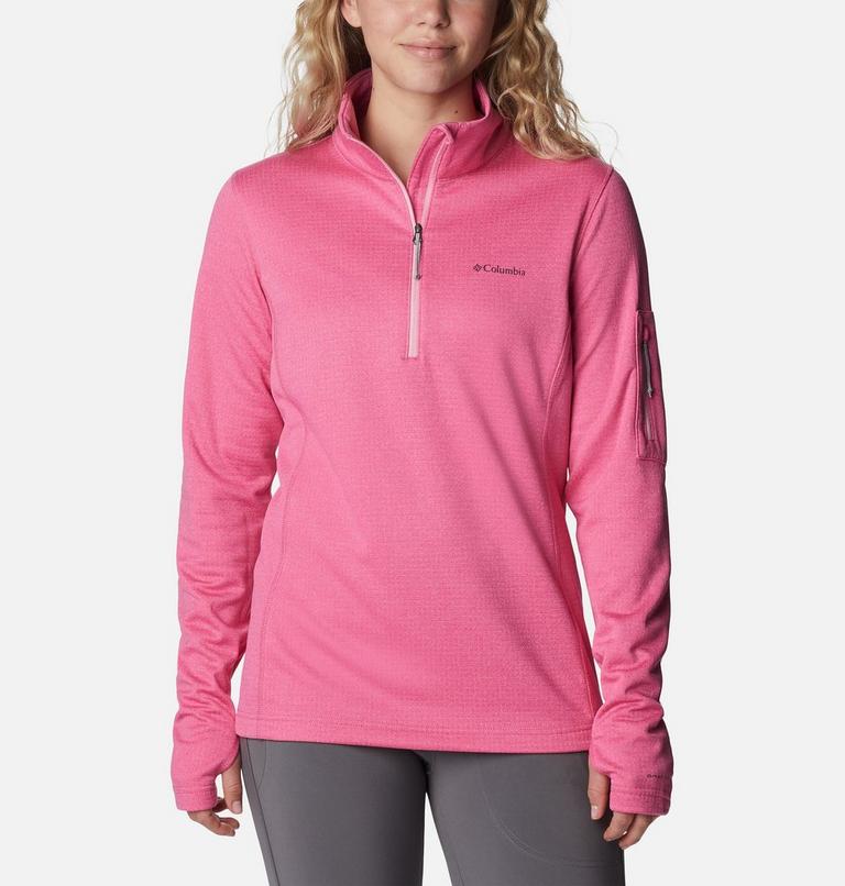 W Park View Grid Fleece 1/2 Zip, Color: Wild Geranium Heather, image 1