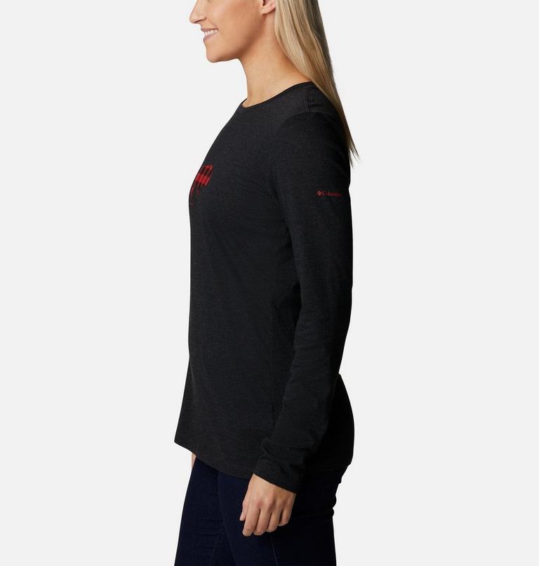 Women's Hidden Haven Long Sleeve T-Shirt, Color: Black Heather, Range Roam Print, image 3