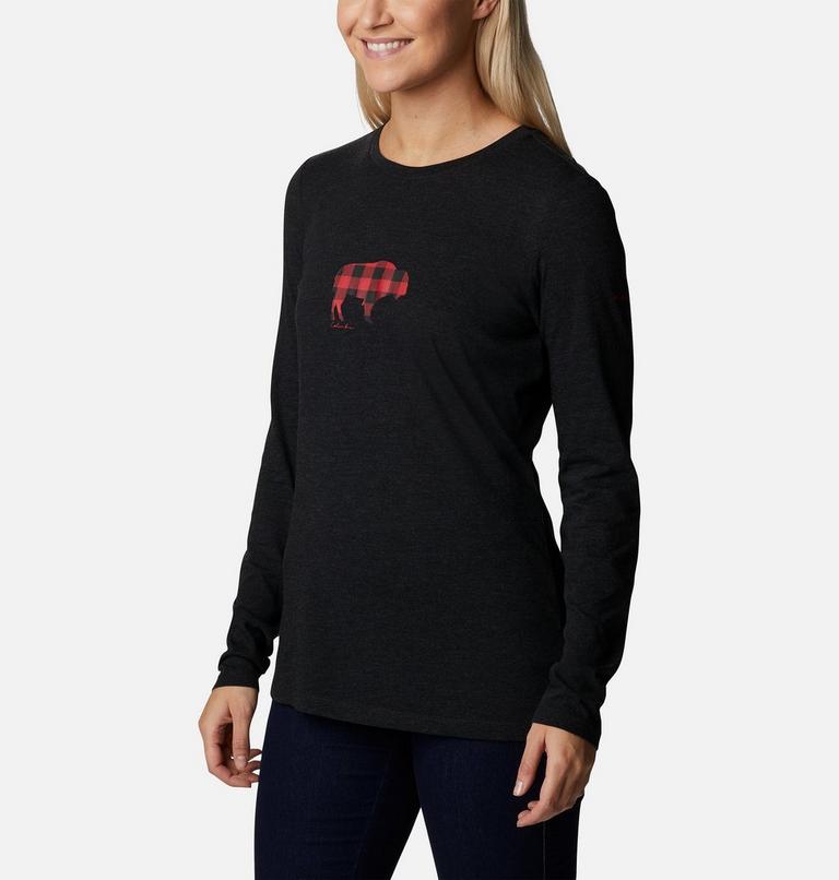 Women's Hidden Haven Long Sleeve T-Shirt, Color: Black Heather, Range Roam Print, image 5