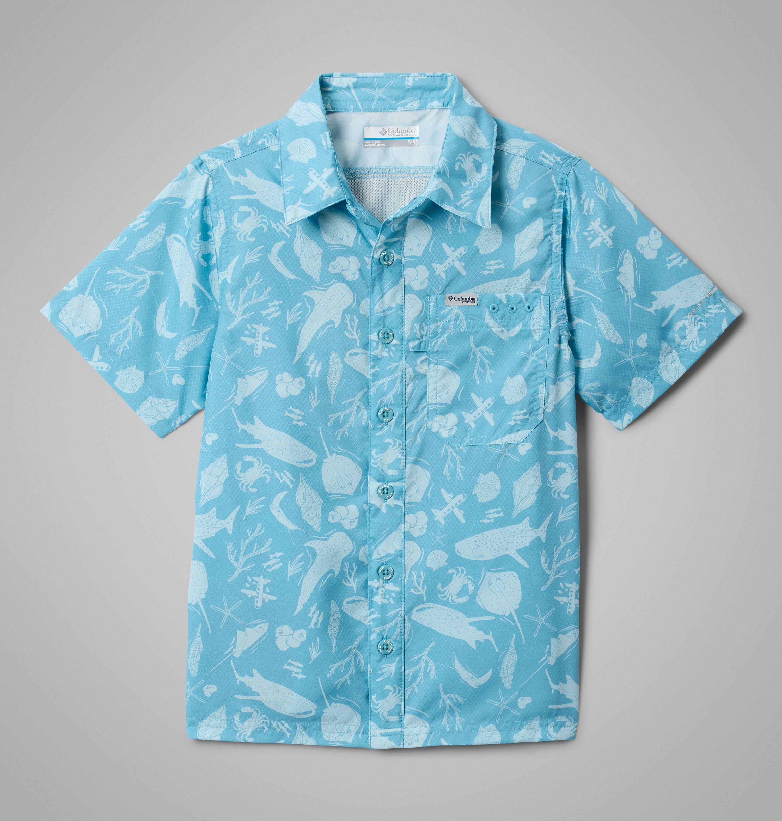 Columbia Boys' PFG Super Slack Tide Short Sleeve Camp Shirt-