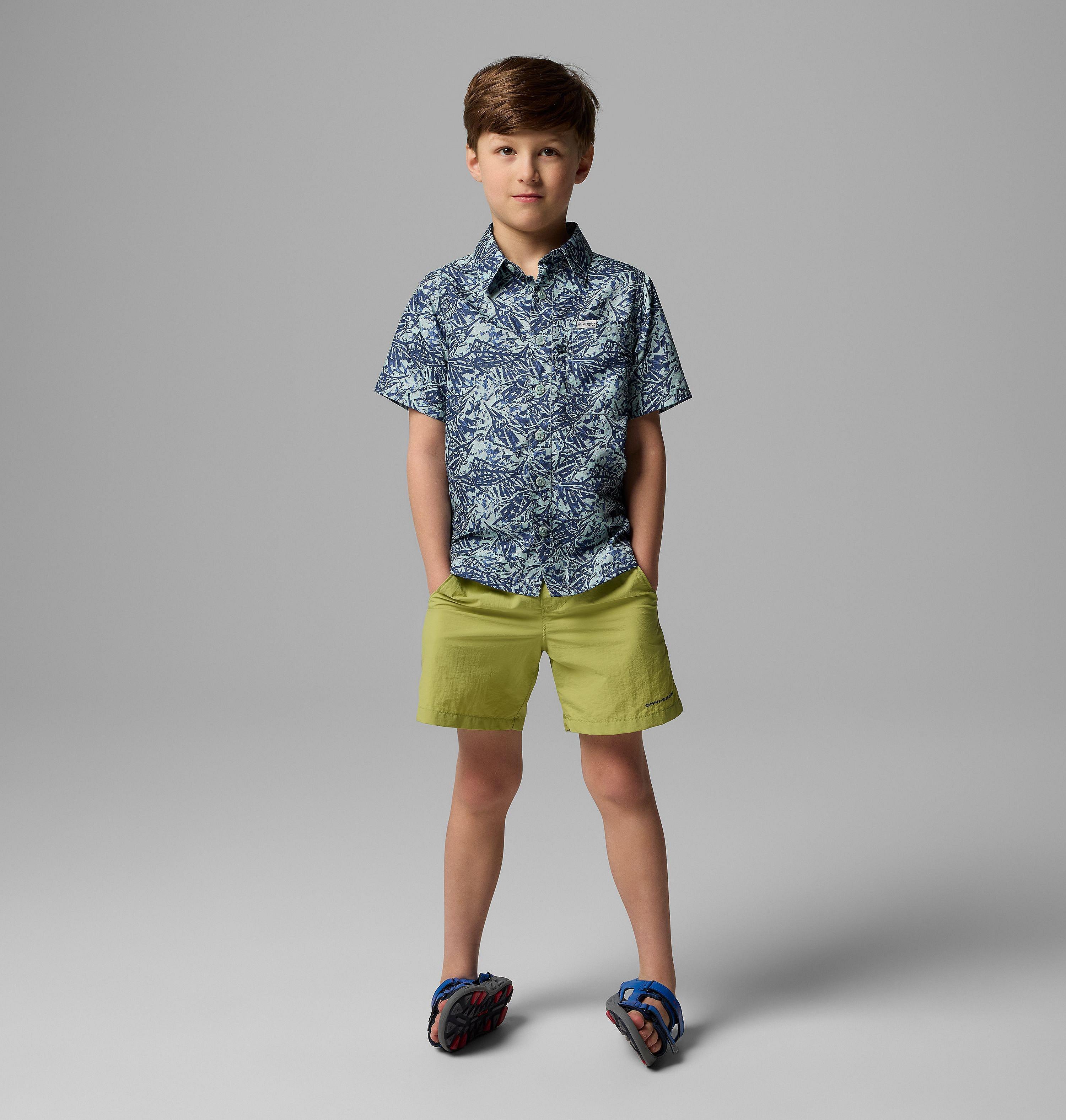 Columbia Boys' PFG Super Slack Tide  Short Sleeve Camp Shirt-