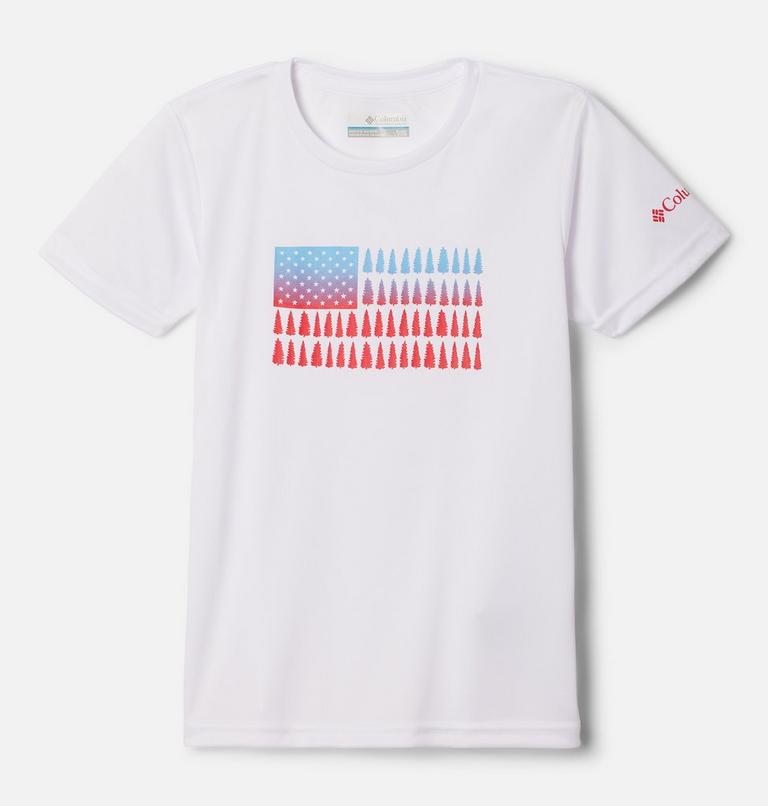 Mirror Creek Short Sleeve Graphic Shirt | 102 | M, Color: White, Patriotic Pines Graphic, image 1