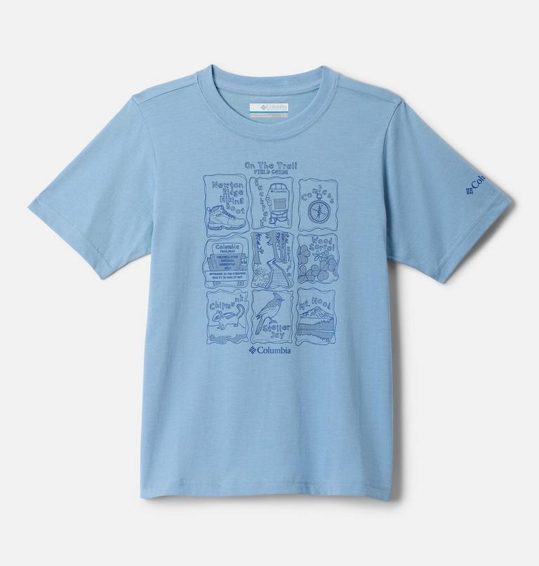 Camiseta casual estampada de algodón Valley Creek para niño, Color: Ripple Blue, Hike Guide, image 1