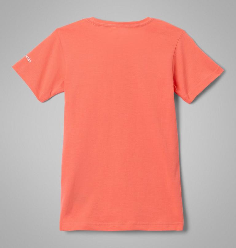 Girls’ Mission Lake Graphic Casual Cotton T-Shirt, Color: Hot Coral, Foxy Swirl, image 2