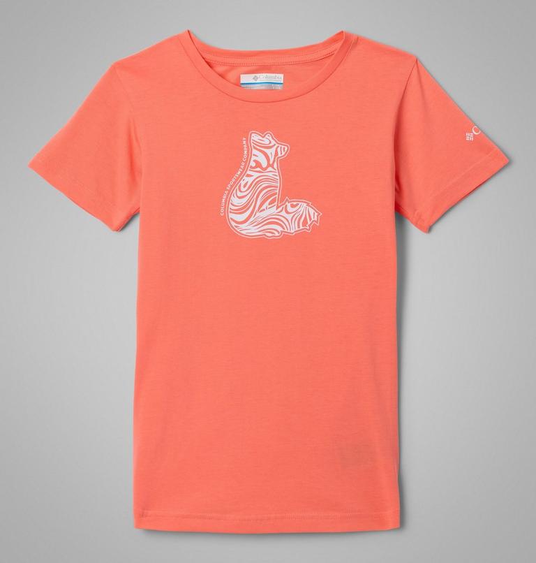 Girls’ Mission Lake Graphic Casual Cotton T-Shirt, Color: Hot Coral, Foxy Swirl, image 1