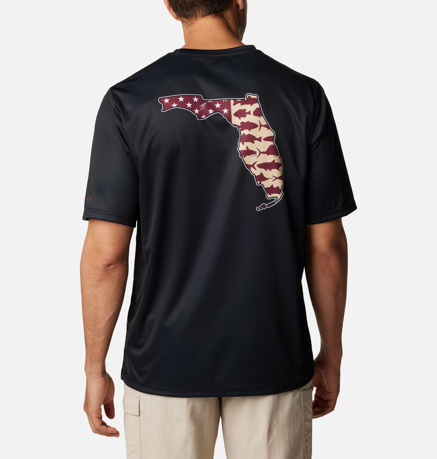 Мужская рубашка Columbia Collegiate PFG Terminal Tackle Short Sleeve Shirt - Florida State, цвет: Чёрный — фото 2