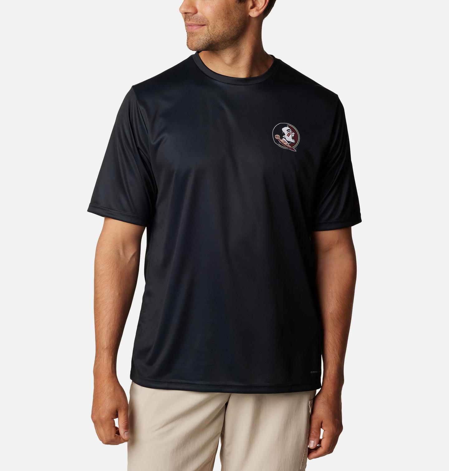 Мужская рубашка Columbia Collegiate PFG Terminal Tackle Short Sleeve Shirt - Florida State, цвет: Чёрный — фото 1