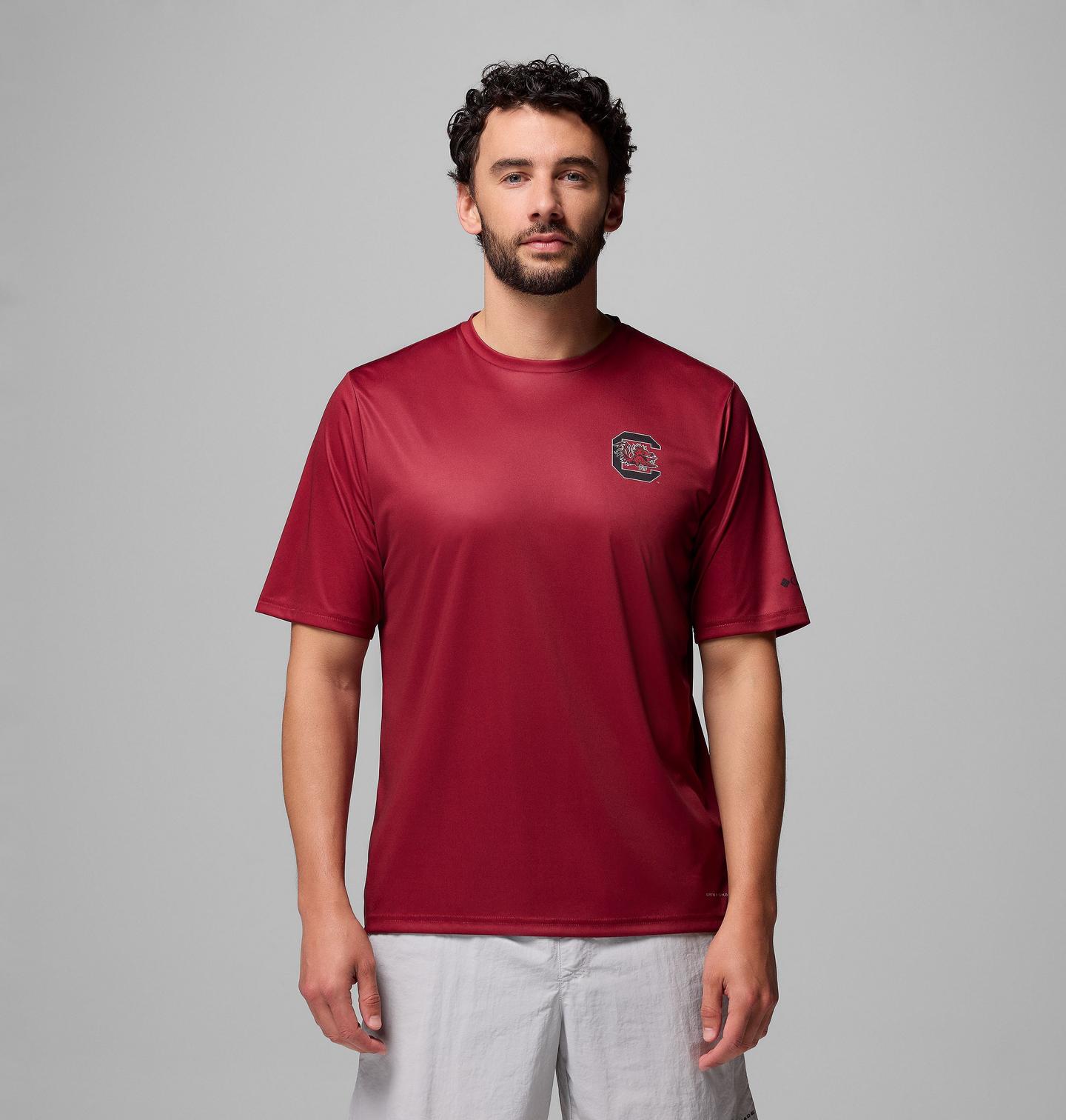 Мужская рубашка Columbia Collegiate PFG Terminal Tackle Short Sleeve, цвет: Свекольный — фото 1
