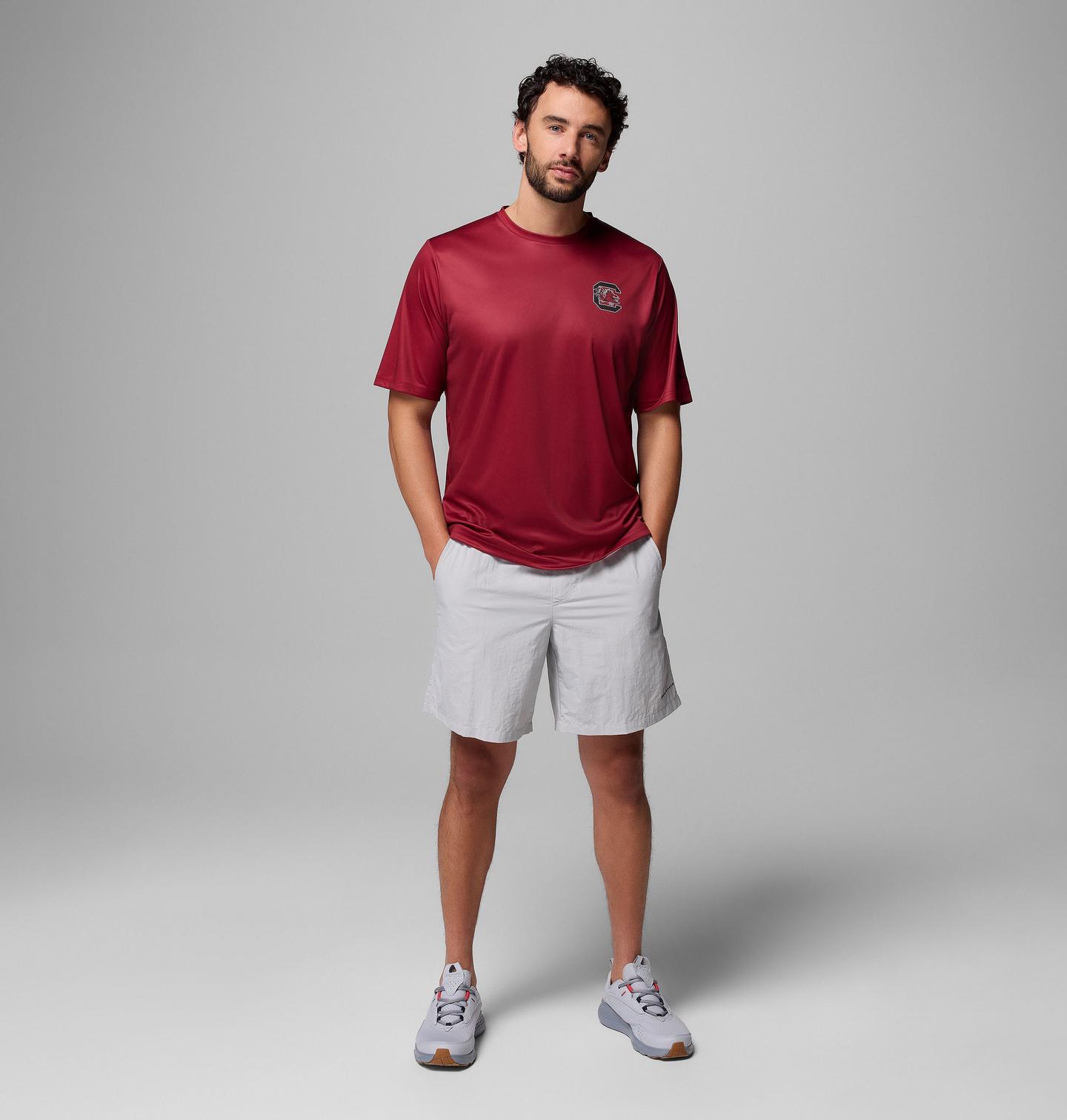 Мужская рубашка Columbia Collegiate PFG Terminal Tackle Short Sleeve, цвет: Свекольный — фото 2