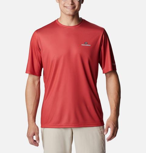 Мужская рубашка Columbia Collegiate PFG Terminal Tackle Short Sleeve Shirt - Georgia, цвет: Яркий красный