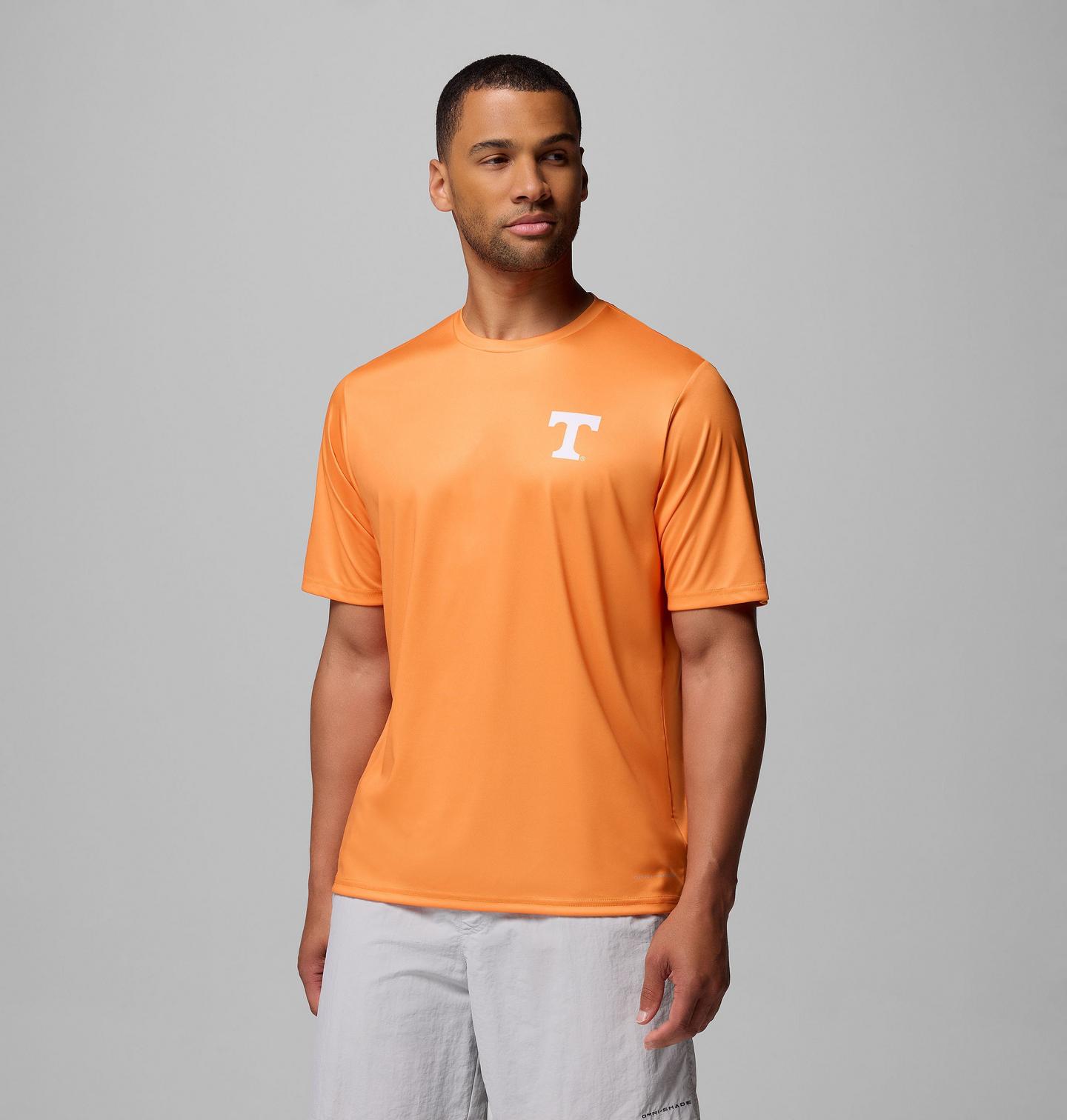 Мужская рубашка Columbia Collegiate PFG Terminal Tackle Short Sleeve Shirt - Tennessee, цвет: Ut - Solarize Clarets — фото 1