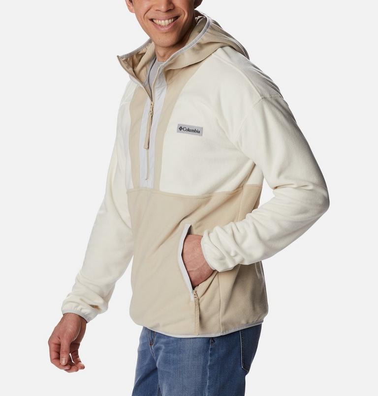 Men’s Backbowl Lite Half Zip Fleece Hoodie, Color: Chalk, Ancient Fossil, Nimbus Grey, image 3