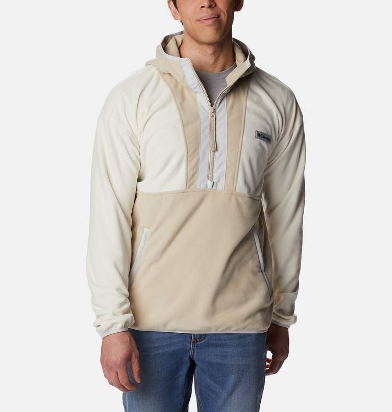 Men’s Backbowl Lite Half Zip Fleece Hoodie, Color: Chalk, Ancient Fossil, Nimbus Grey, image 1