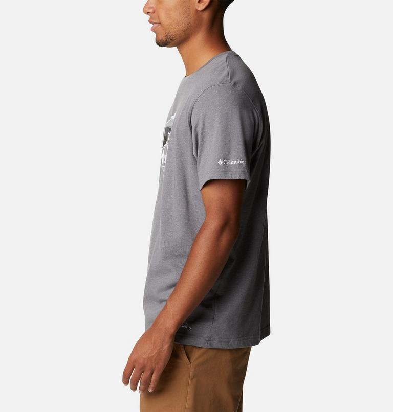 Thistletown Hills  Graphic Short Sleeve, Color: City Grey Heather, Hikers Graphic, image 3