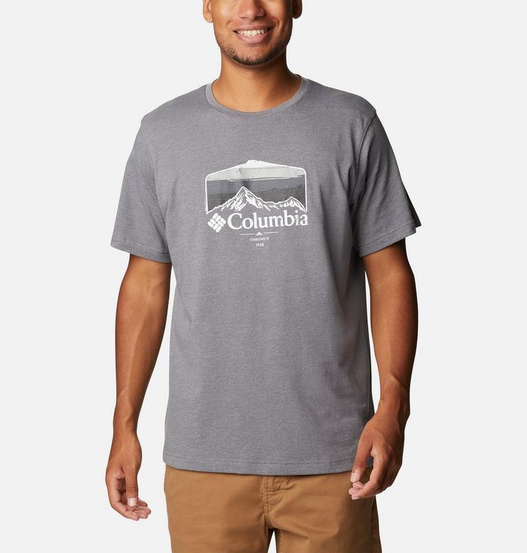 Thistletown Hills  Graphic Short Sleeve, Color: City Grey Heather, Hikers Graphic, image 1