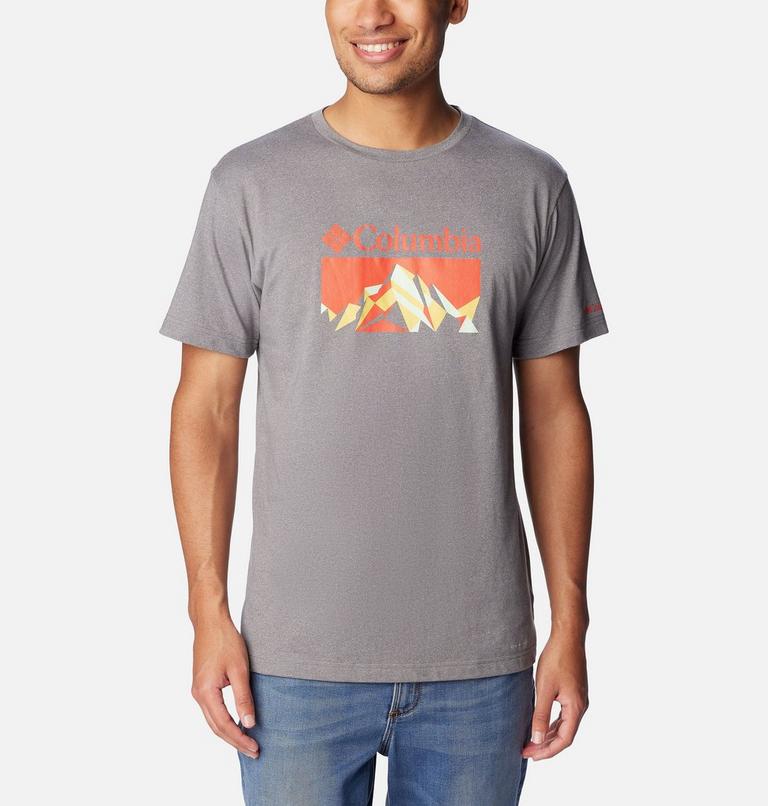 Thistletown Hills  Graphic Short Sleeve, Color: City Grey Heather, Fractal Peaks, image 1