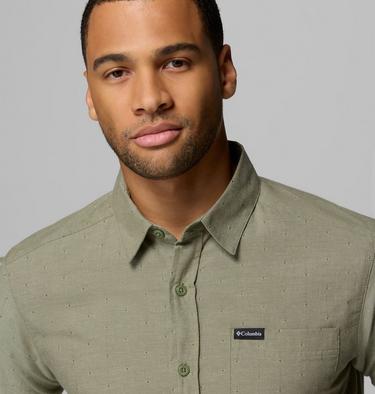 Men’s Rapid Rivers Technical Cotton Short Sleeve Shirt, Color: Stone Green Diamond Dobby Chambray, image 3