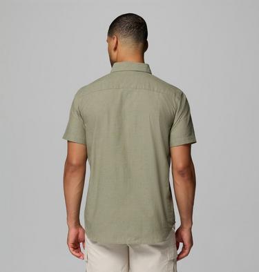 Men’s Rapid Rivers Technical Cotton Short Sleeve Shirt, Color: Stone Green Diamond Dobby Chambray, image 2