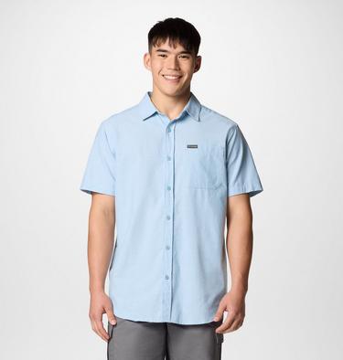 Men’s Rapid Rivers Technical Cotton Short Sleeve Shirt, Color: Ripple Blue Diamond Dobby Chambray, image 3