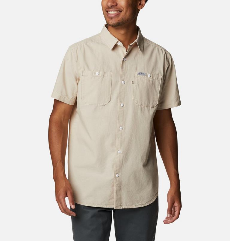 Scenic Ridge Woven Short Sleeve | 271 | M, Color: Ancient Fossil Chambray, image 1