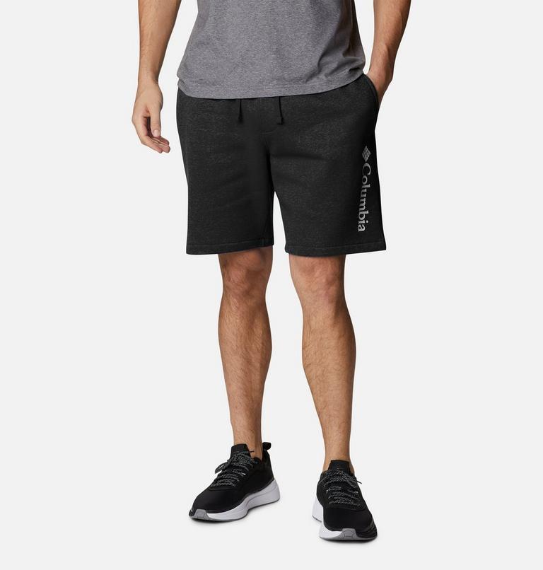 Men's Columbia Trek Fleece Shorts, Color: Black, White Vertical Logo , image 1