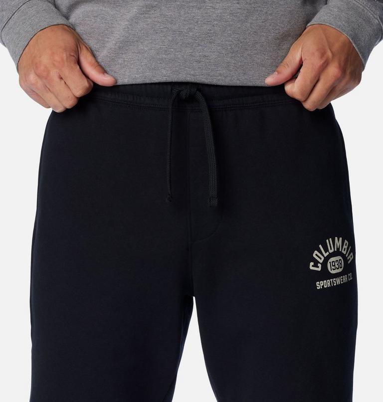 Men's Columbia Trek Fleece Shorts, Color: Black, College Life Mini Logo, image 4