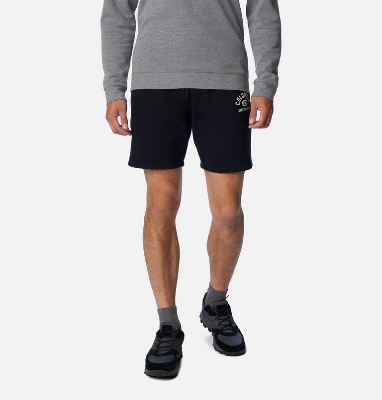 Men's Columbia Trek Fleece Shorts, Color: Black, College Life Mini Logo, image 1