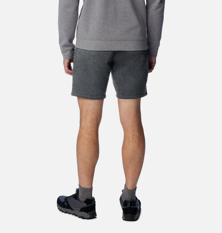 Men's Columbia Trek Fleece Shorts, Color: Charcoal Heather, Black Vertical Logo, image 2