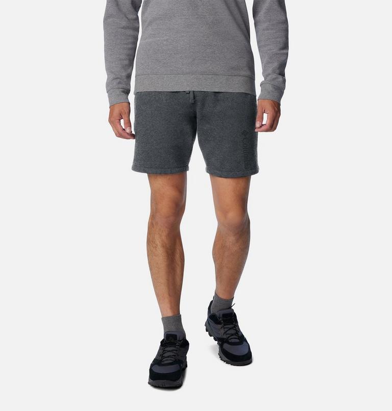 Men's Columbia Trek Fleece Shorts, Color: Charcoal Heather, Black Vertical Logo, image 1