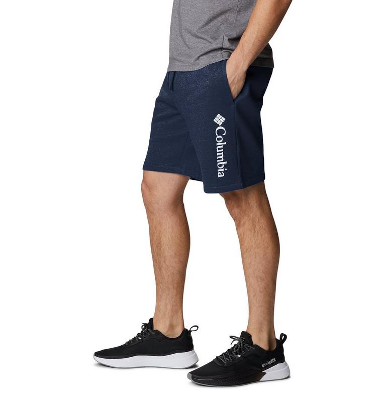 Men's Columbia Trek Fleece Shorts, Color: Collegiate Navy, White Vertical Logo , image 3