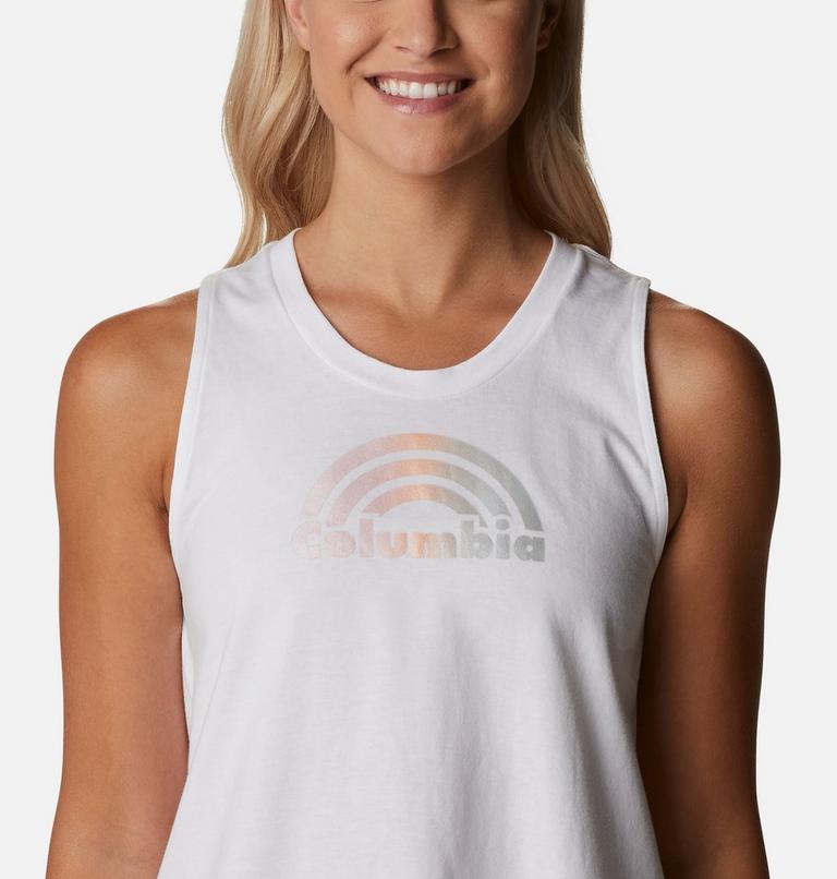 Women’s North Cascades Casual Graphic Tank Top, Color: White, Rainbow Shimmer, image 4