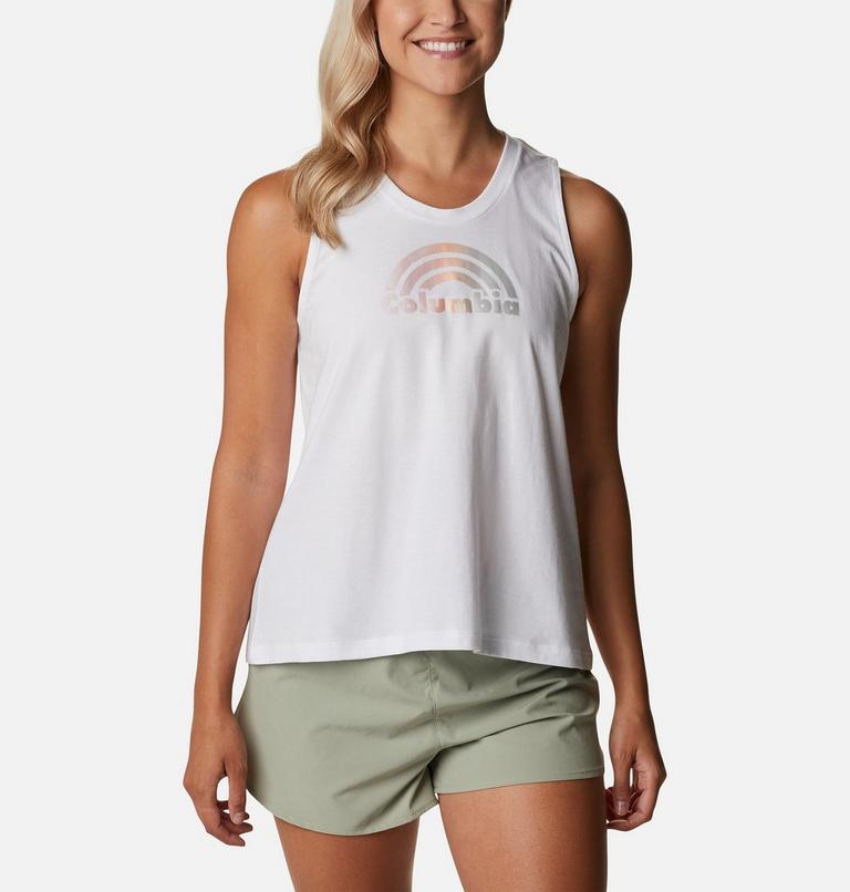 Women’s North Cascades Casual Graphic Tank Top, Color: White, Rainbow Shimmer, image 1