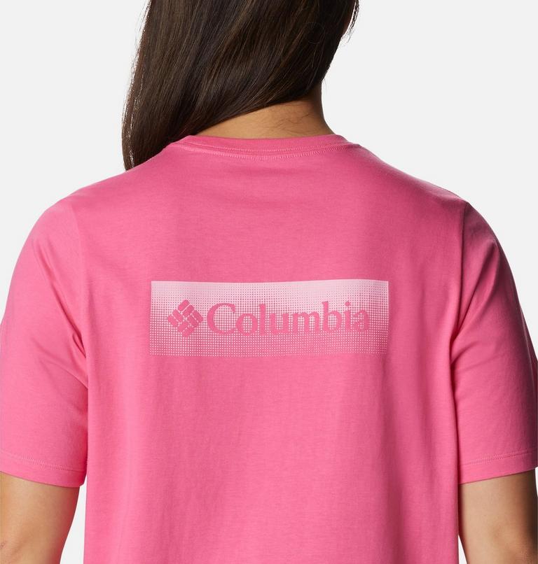 Women's North Cascades Relaxed T-Shirt, Color: Wild Geranium, Framed Halftone Logo Grx, image 5
