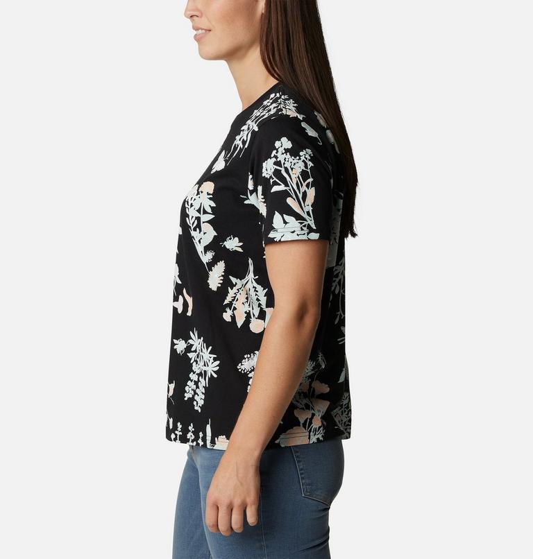 Women’s North Cascades Casual Printed T-Shirt, Color: Black Radical Botanical, image 3